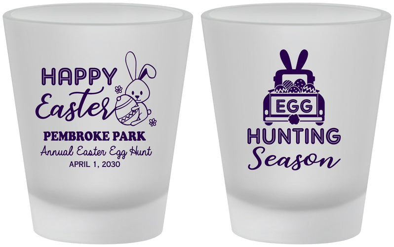 Custom Easter Frosted Shot Glasses - Egg Hunting Bunny | 210004