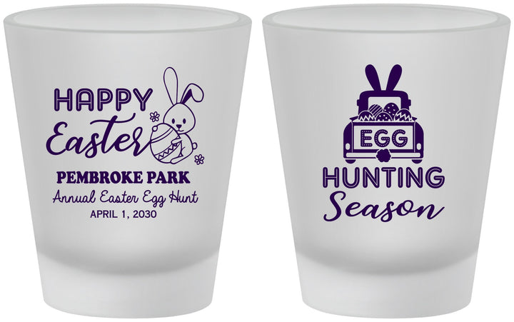 Custom Easter Frosted Shot Glasses - Egg Hunting Bunny | 210004