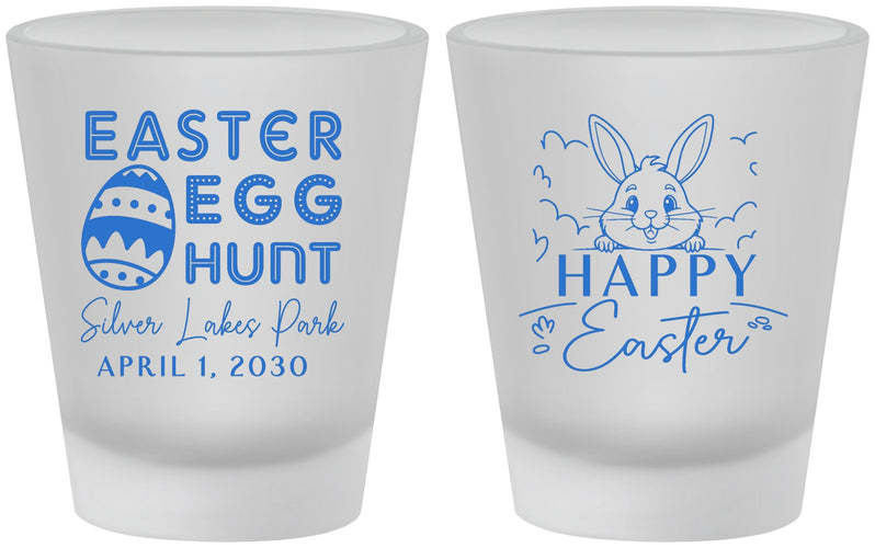 Custom Easter Frosted Shot Glasses - Egg Hunt Bunny | 210005