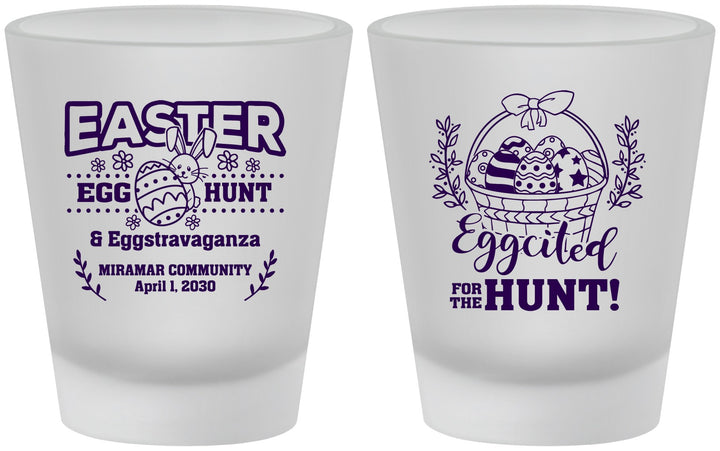 Custom Easter Frosted Shot Glasses - Eggcited For Hunt Bunny | 210006