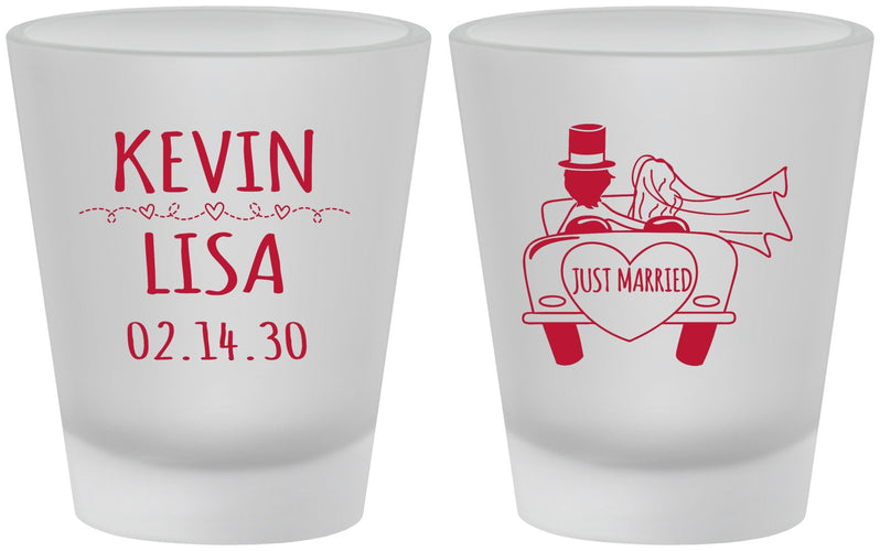 Custom Wedding Frosted Shot Glasses - Just Married | 212