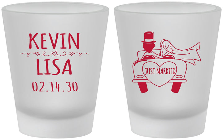 Custom Wedding Frosted Shot Glasses - Just Married | 212