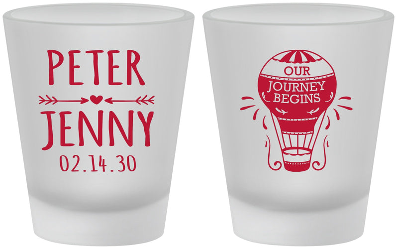 Custom Wedding Frosted Shot Glasses - Hot Air Balloon | 219