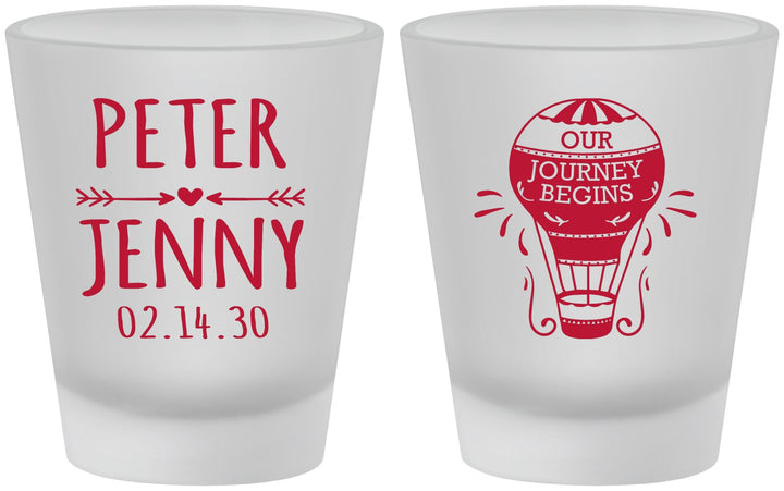 Custom Wedding Frosted Shot Glasses - Hot Air Balloon | 219