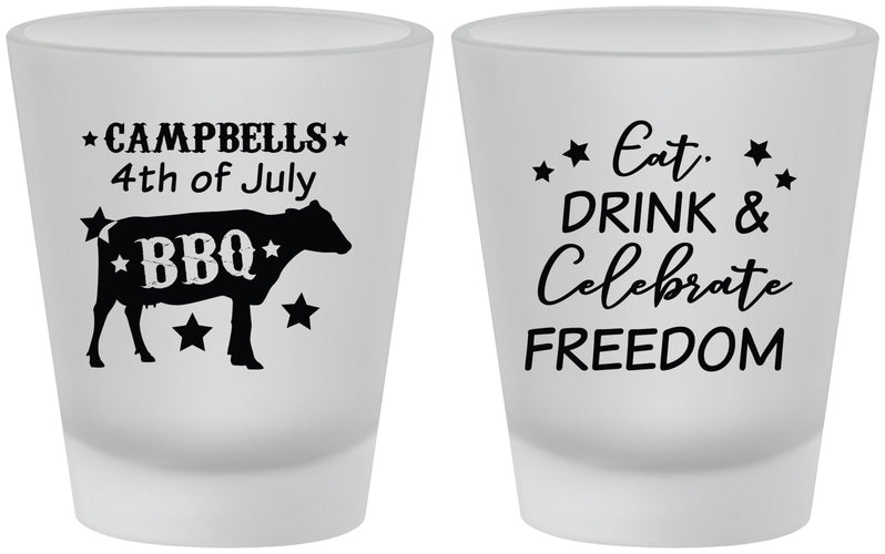 Custom 4th Of July Frosted Shot Glasses - Eat Drink Freedom | 220000