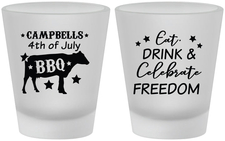 Custom 4th Of July Frosted Shot Glasses - Eat Drink Freedom | 220000