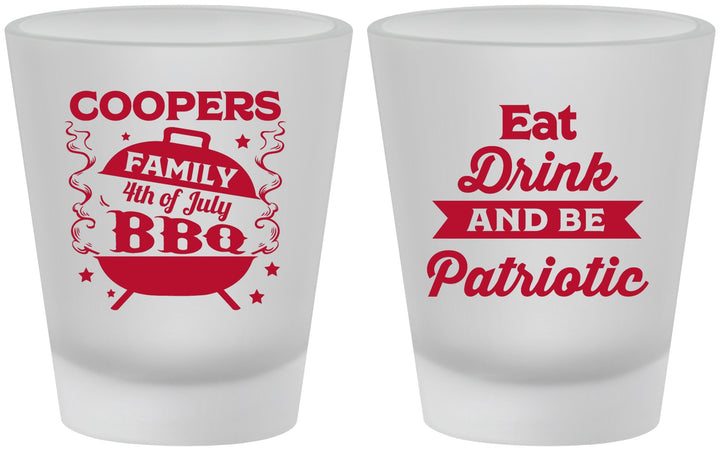 Custom 4th Of July Frosted Shot Glasses - Eat Drink Patriotic | 220002