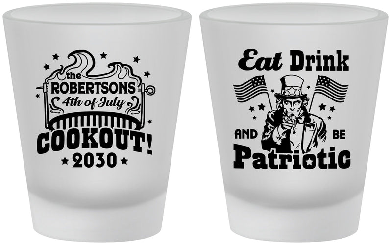 Custom 4th Of July Frosted Shot Glasses - Eat Drink Patriotic | 220004