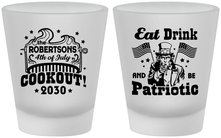Custom 4th Of July Frosted Shot Glasses - Eat Drink Patriotic | 220004