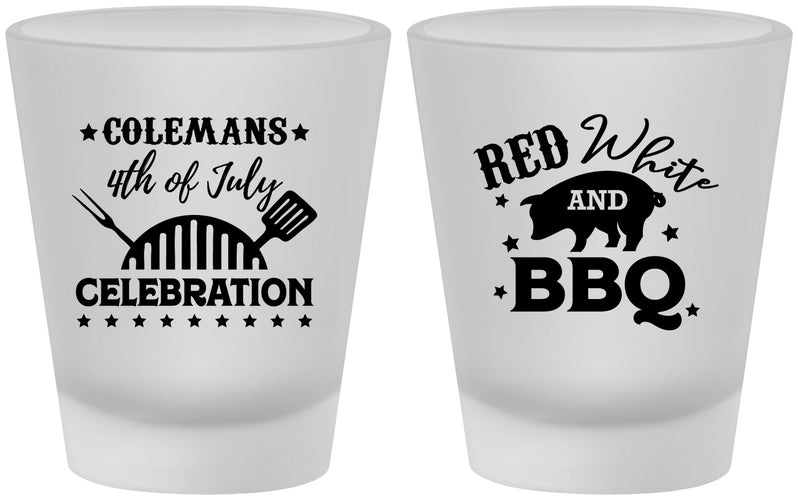 Custom 4th Of July Frosted Shot Glasses - Red White Bbq | 220008