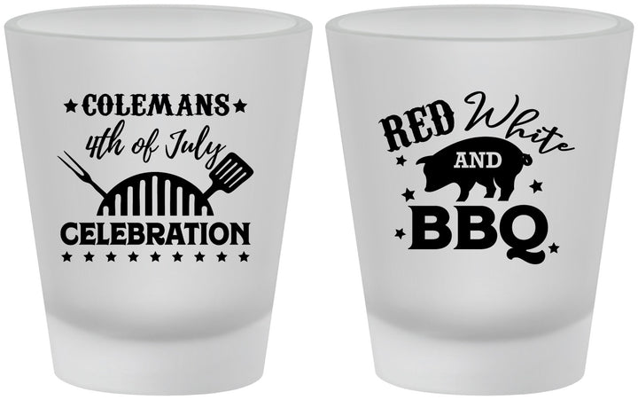 Custom 4th Of July Frosted Shot Glasses - Red White Bbq | 220008