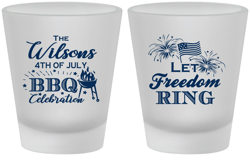 Custom 4th Of July Frosted Shot Glasses - Bbq Fireworks | 220009