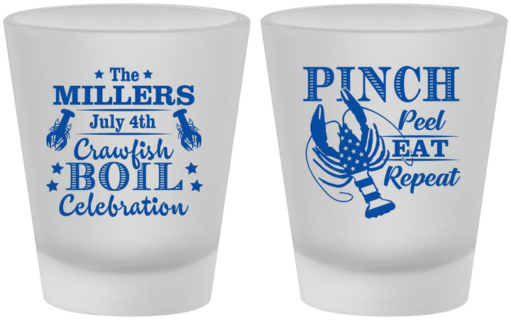 Custom 4th Of July Frosted Shot Glasses - Pink Peel Crawfish | 220011
