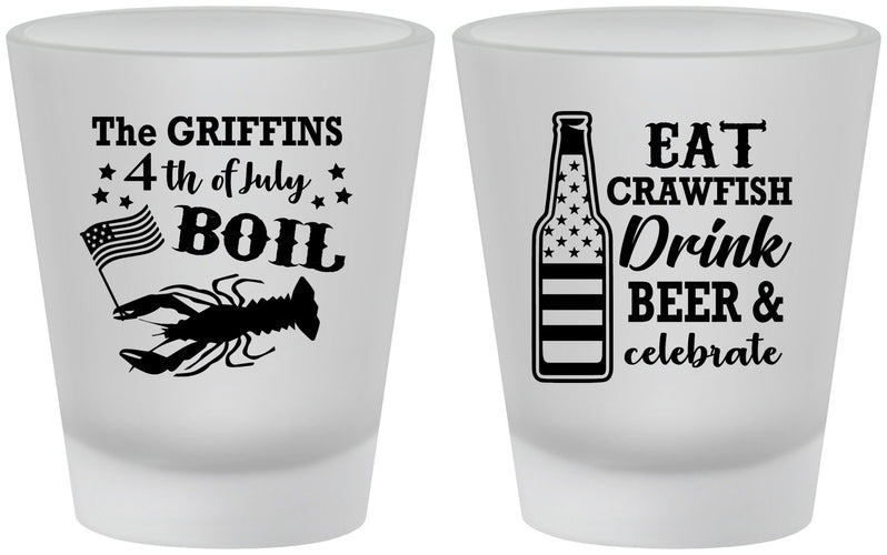 Custom 4th Of July Frosted Shot Glasses - Crawfish Boil | 220012