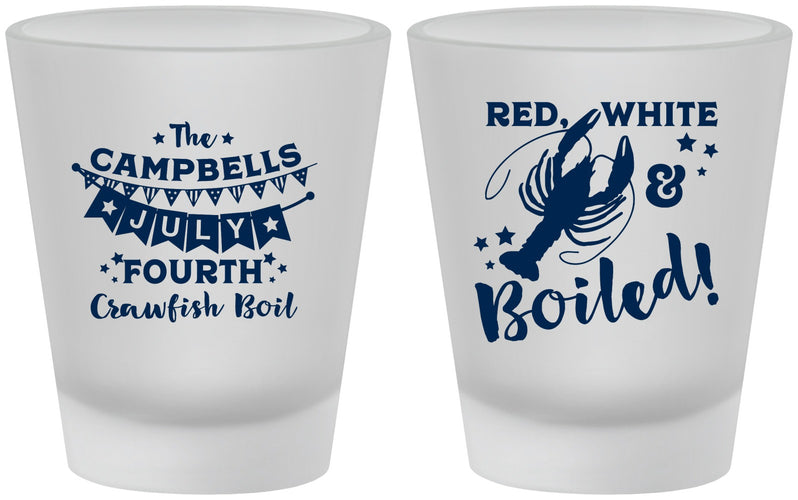 Custom 4th Of July Frosted Shot Glasses - Crawfish Boil | 220013