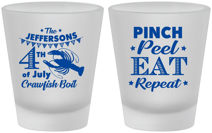 Custom 4th Of July Frosted Shot Glasses - Pink Peel Crawfish | 220015