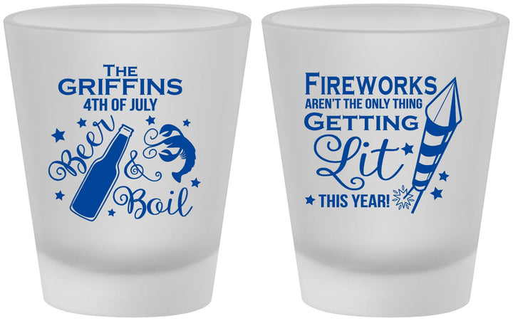 Custom 4th Of July Frosted Shot Glasses - Beach Red White Blue | 220019