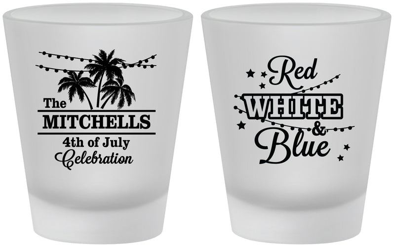 Custom 4th Of July Frosted Shot Glasses - Beach Stars Stripes | 220020