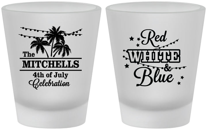 Custom 4th Of July Frosted Shot Glasses - Beach Stars Stripes | 220020