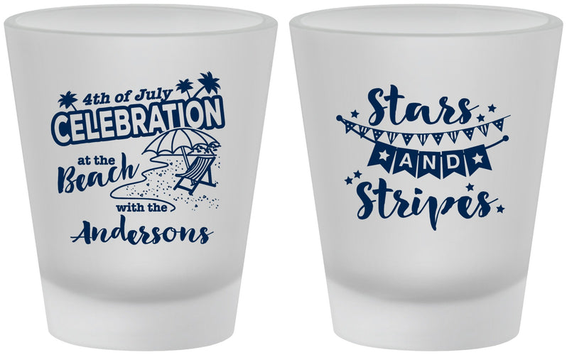 Custom 4th Of July Frosted Shot Glasses - Fireworks | 220021