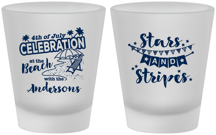Custom 4th Of July Frosted Shot Glasses - Fireworks | 220021