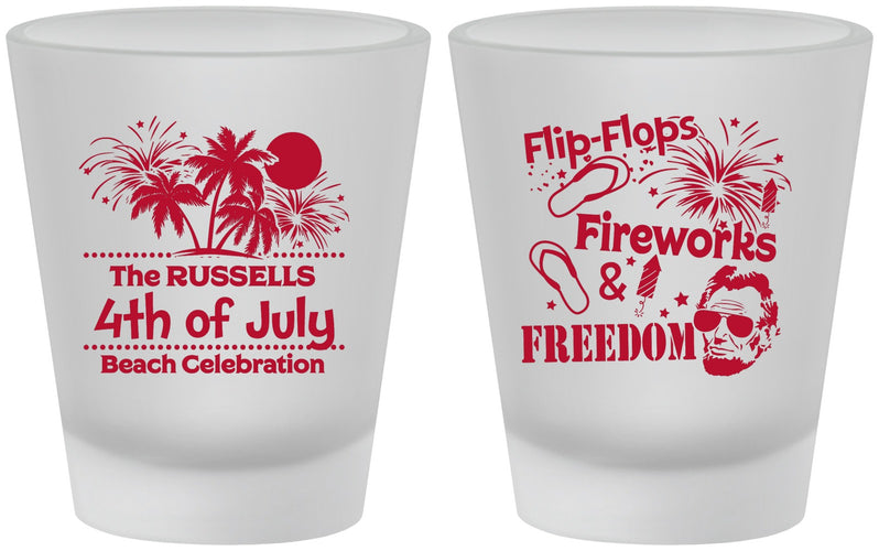 Custom 4th Of July Frosted Shot Glasses - Fireworks Beach | 220026