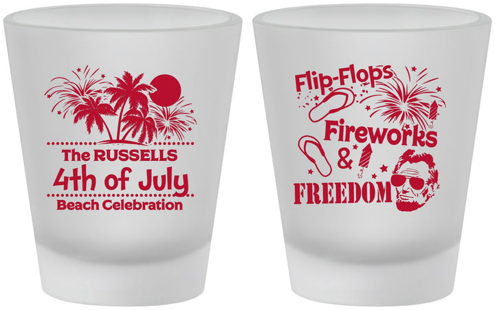 Custom 4th Of July Frosted Shot Glasses - Fireworks Beach | 220026