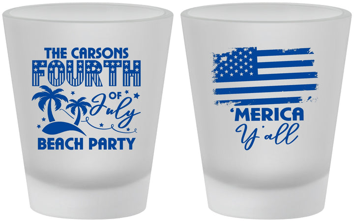 Custom 4th Of July Frosted Shot Glasses - Beach Merica Yall | 220027