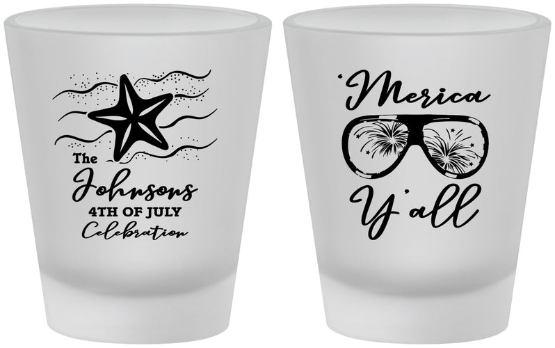 Custom 4th Of July Frosted Shot Glasses - Beach Merica Yall | 220028