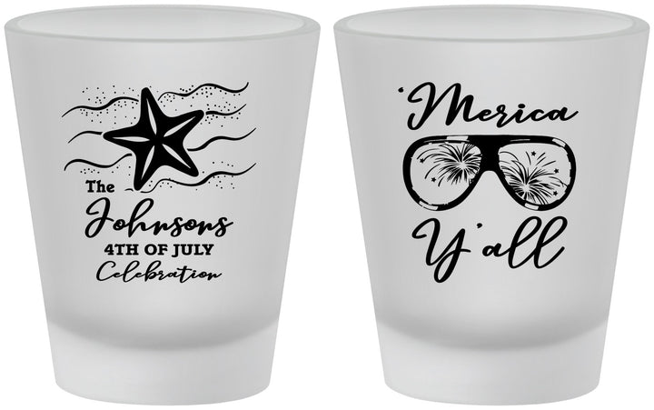 Custom 4th Of July Frosted Shot Glasses - Beach Merica Yall | 220028