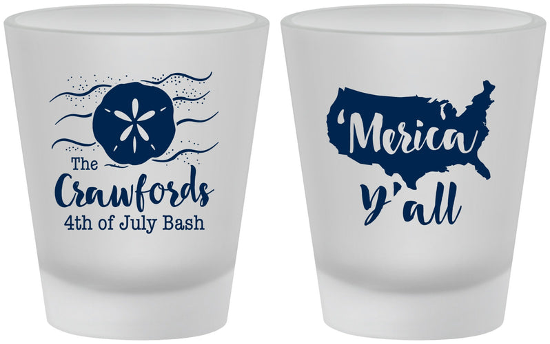Custom 4th Of July Frosted Shot Glasses - Beach Merica Yall | 220029
