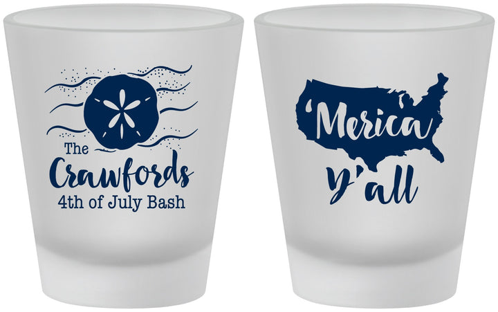 Custom 4th Of July Frosted Shot Glasses - Beach Merica Yall | 220029