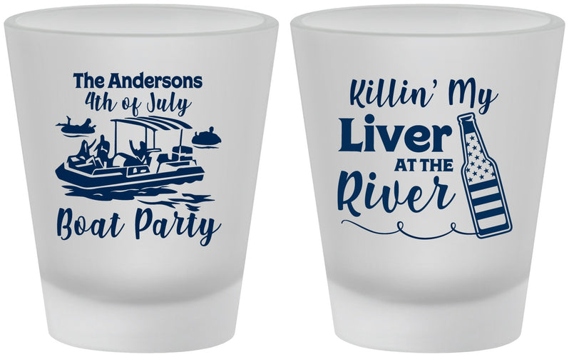 Custom 4th Of July Frosted Shot Glasses - Boat River | 220033