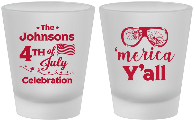 Custom 4th Of July Frosted Shot Glasses - Merica Yall | 220034