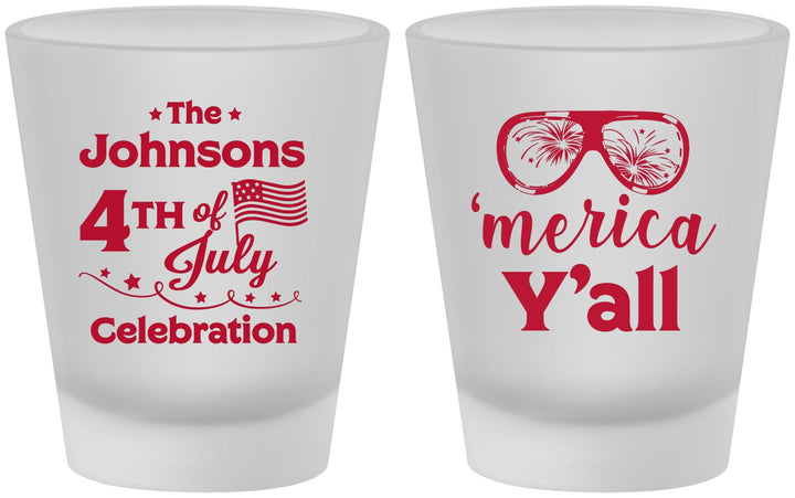 Custom 4th Of July Frosted Shot Glasses - Merica Yall | 220034