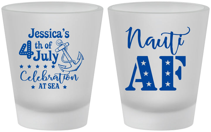 Custom 4th Of July Frosted Shot Glasses - Nautical Anchor | 220035