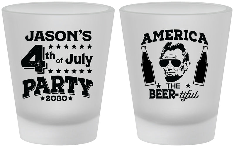 Custom 4th Of July Frosted Shot Glasses - Bbq Lincoln | 220036