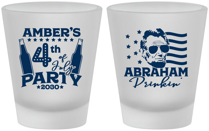 Custom 4th Of July Frosted Shot Glasses - Abraham Drinkin | 220037