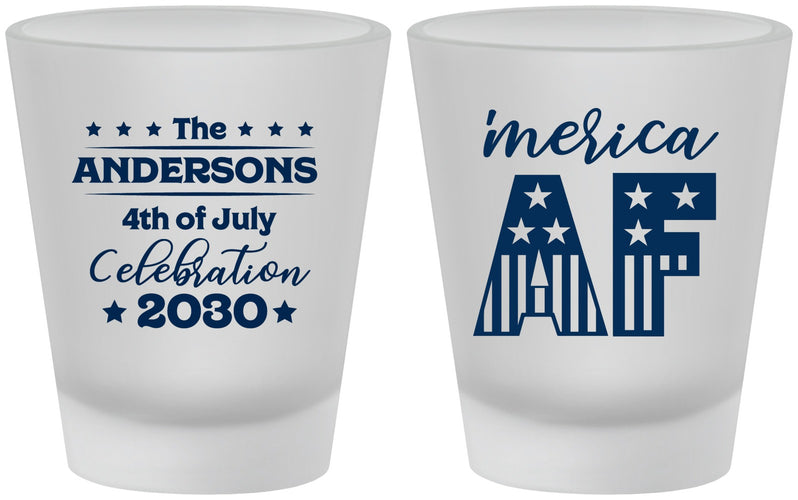 Custom 4th Of July Frosted Shot Glasses - Merica Af | 220041