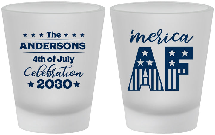 Custom 4th Of July Frosted Shot Glasses - Merica Af | 220041
