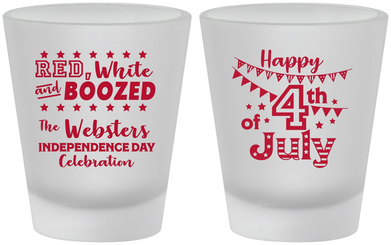 Custom 4th Of July Frosted Shot Glasses - Red White Booze | 220042