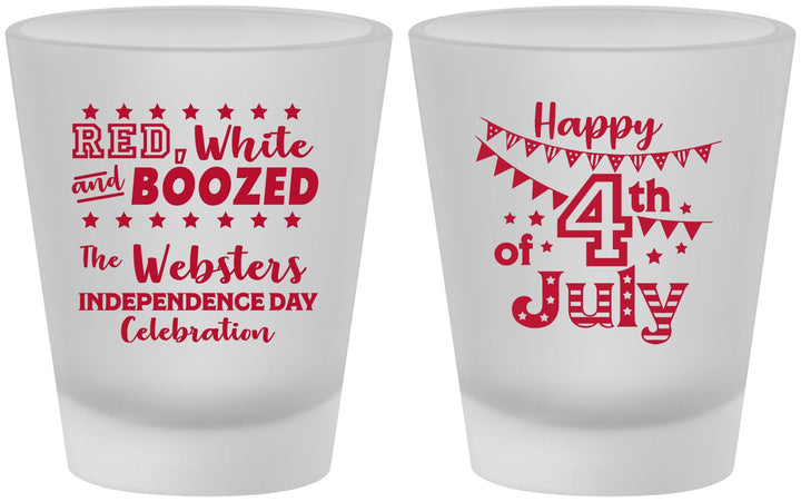 Custom 4th Of July Frosted Shot Glasses - Red White Booze | 220042