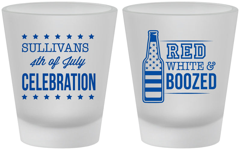 Custom 4th Of July Frosted Shot Glasses - Red White Booze | 220043