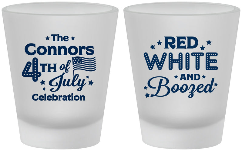 Custom 4th Of July Frosted Shot Glasses - Red White Booze | 220045