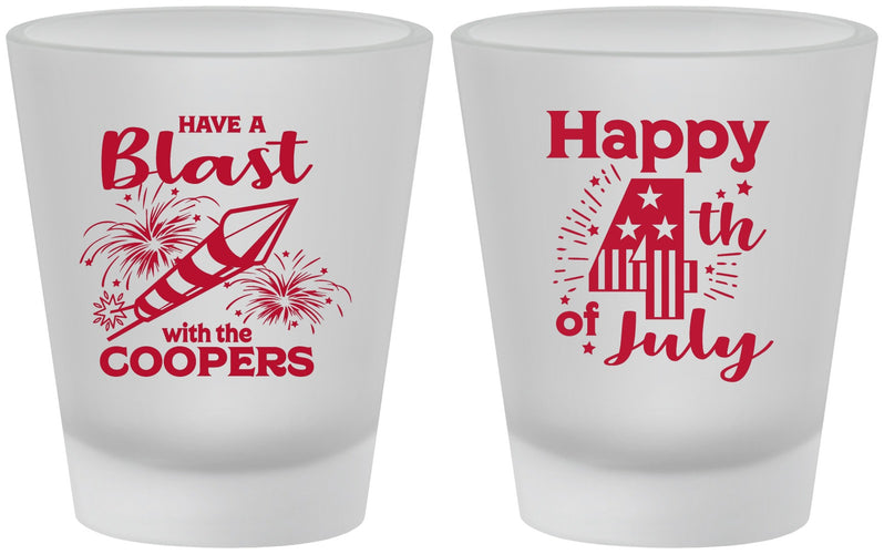Custom 4th Of July Frosted Shot Glasses - Fireworks | 220046