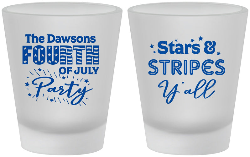 Custom 4th Of July Frosted Shot Glasses - Stars Stripes | 220047