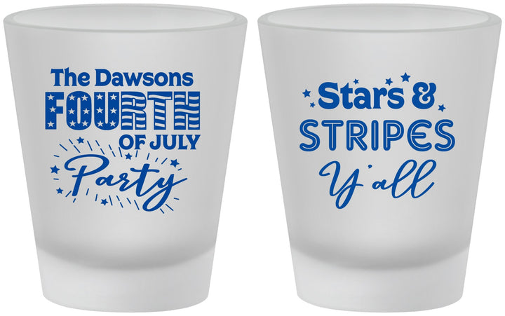 Custom 4th Of July Frosted Shot Glasses - Stars Stripes | 220047