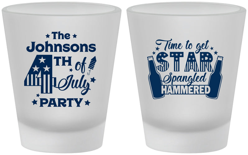 Custom 4th Of July Frosted Shot Glasses - Star Spangled Hammered | 220049