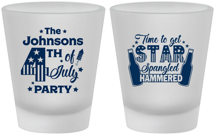 Custom 4th Of July Frosted Shot Glasses - Star Spangled Hammered | 220049
