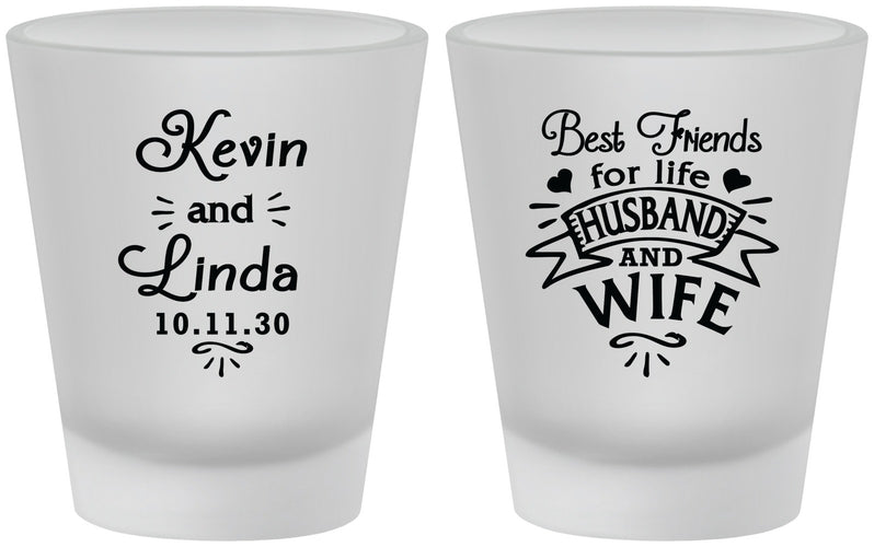 Custom Wedding Frosted Shot Glasses - Best Friends | 221